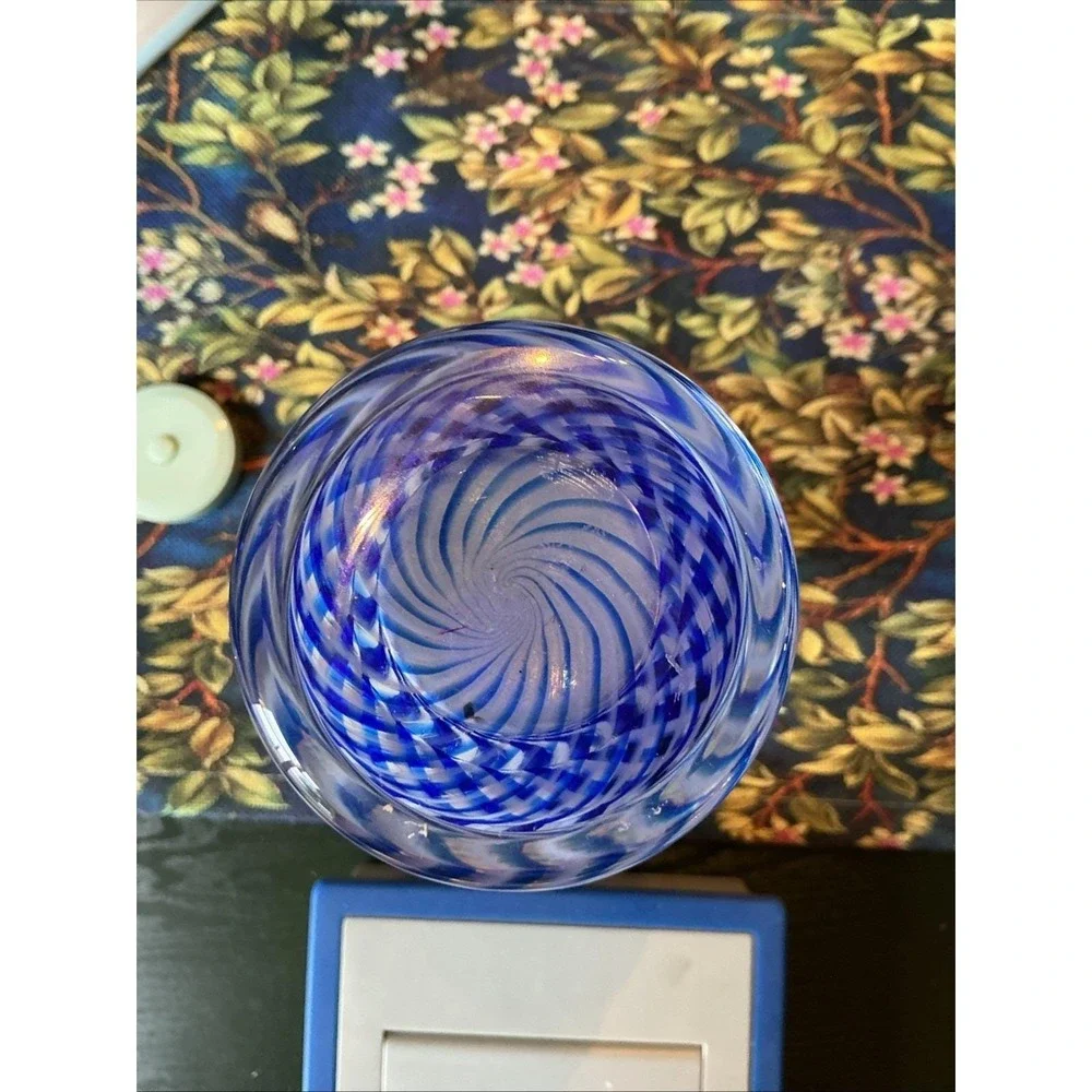 VTG MCM Turkish Pasabahce Blue &‎ White Filament 9